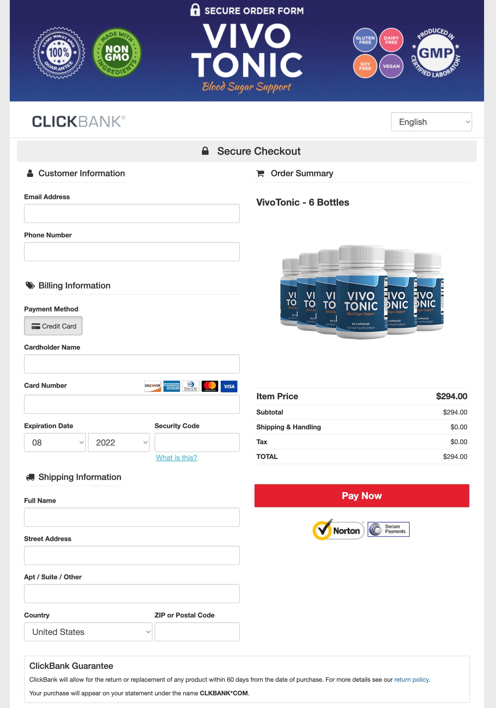 VivoTonic - Order Page
